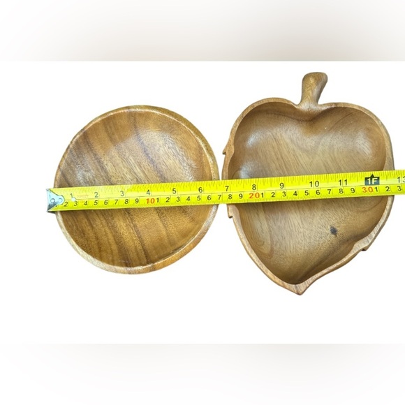 Vintage Monkey Pod BowlsSet Wood Leaf Serving Snack Tray Woodcraft Hawaii - Picture 4 of 7